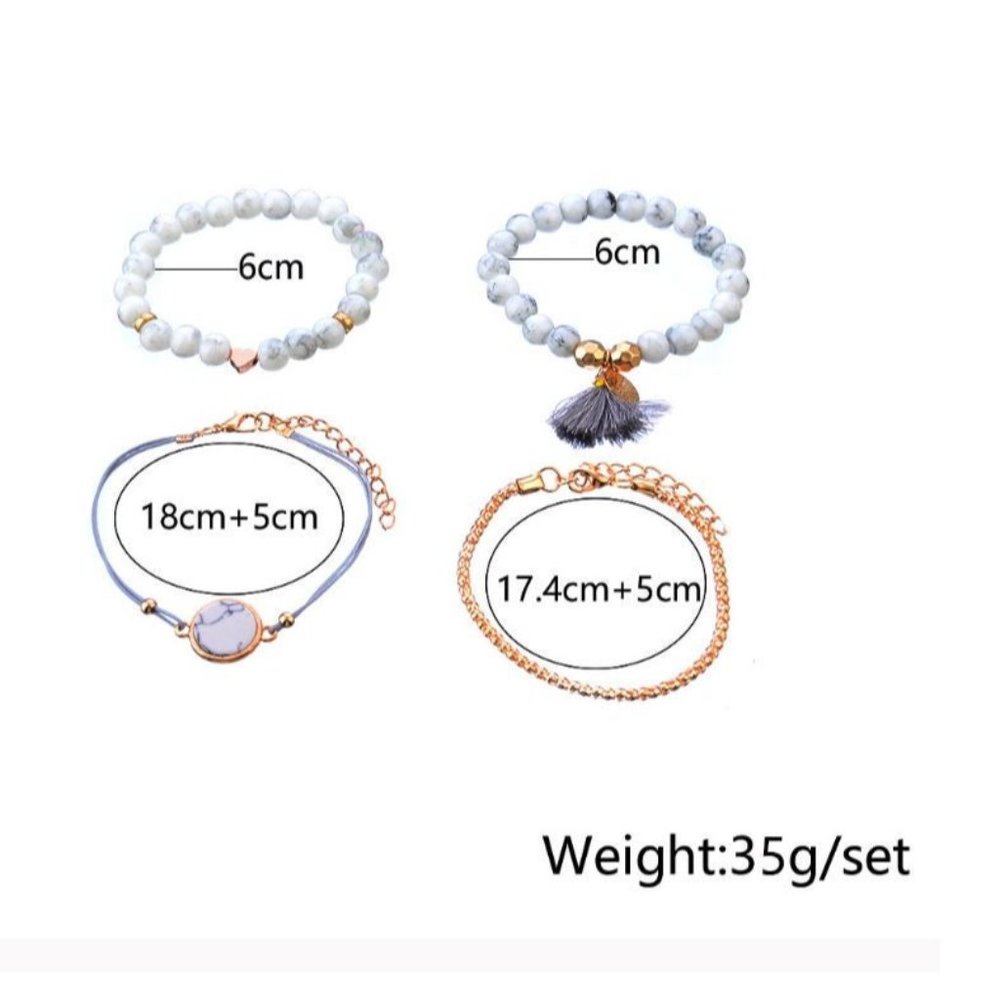 White marble bead bracelets set - Picture 5 of 5
